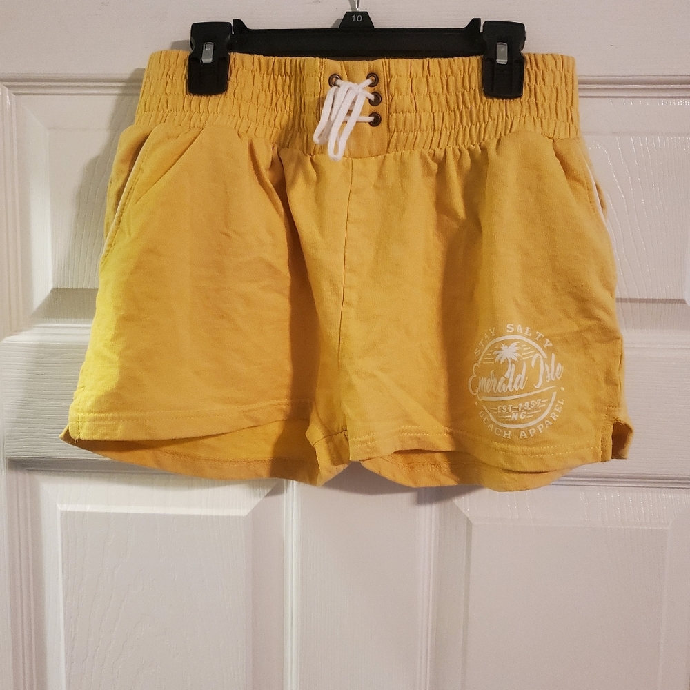 "Emerald Isle" Beach shorts. Size: Small, Juniors  Color: Yellow